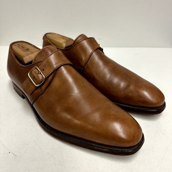 Crockett & Jones x Polo Ralph Lauren Monk Strap Brown Calf Bench England 9.5 - Picture 1 of 16